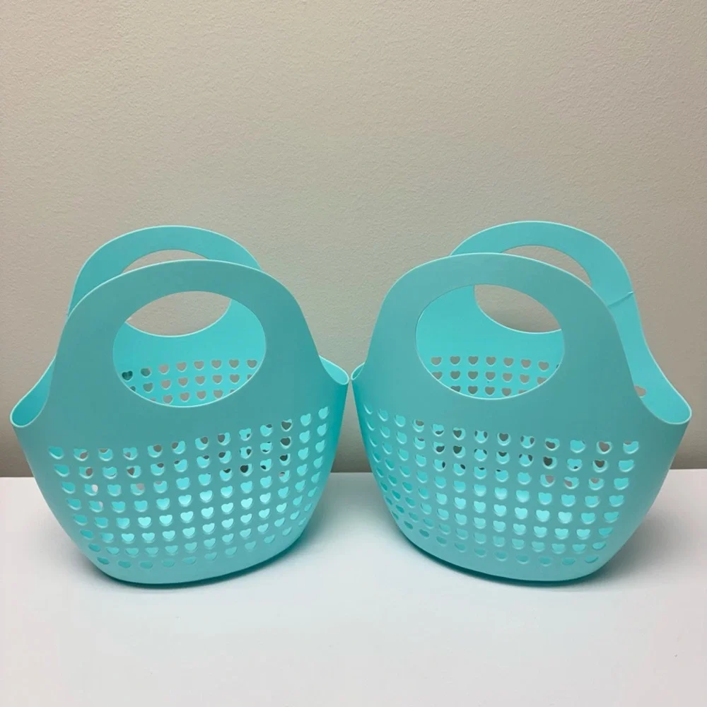 New! Set of 2 Target Bullseye Playground Silicone Baskets Aqua Blue w/ charms